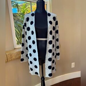 BYdesign - Polka Dot Cardigan Sweater Black & Gray Women’s Size Small